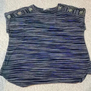 Blue & white blouse by Retrology. Size large